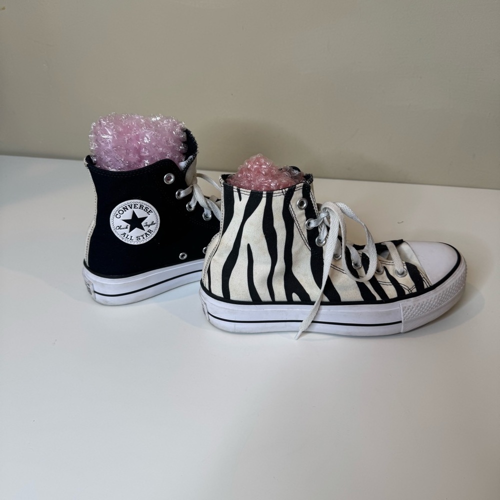 Converse Chuck Lift Platform High Green Zebra Canvas Custom 6.5 M 8.5 W